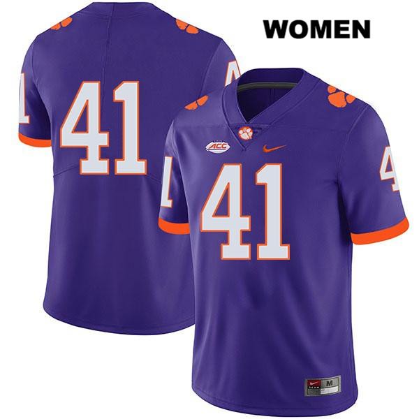 Women's Clemson Tigers #41 Jonathan Weitz Stitched Purple Legend Authentic Nike No Name NCAA College Football Jersey YDE1346LI